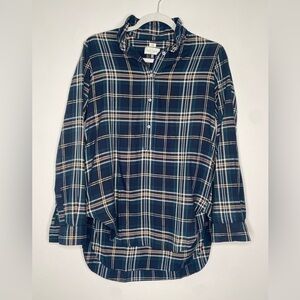 LOFT Plaid High Low Shirt